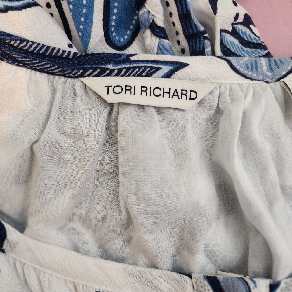TORI RICHARD DRESS BUTTON DOWN BRAIDED BELT SHORT SLEEVES FLORAL NWOT SIZE SMALL - Picture 2 of 15